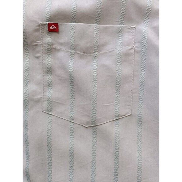 Quicksilver Button Up Shirt Men's Size Small Petite Striped Blue Short Sleeve - Picture 2 of 6